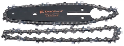 Шина + ланцюг DarWin 4" 100 мм, паз 043 (1/1 мм), крок 1/4, 28 ланок