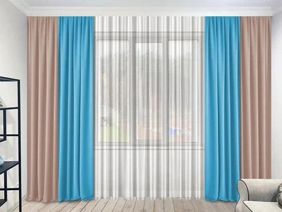 Двухцветный комплект штор MANA микровелюр Diamond 150*260 см, две шторы. Цвет розовый и ярко голубой (97/351).