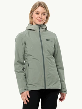 Куртка демісезонна з капюшоном жіноча Jack Wolfskin Moonrise 3In1 Jkt W 1115621-4137 XS Сіро-зелена (4064886308847)