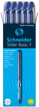 Набор масляных ручек 10 шт Schneider Slider F Синий 0.5 мм Прозрачный корпус (S151003)