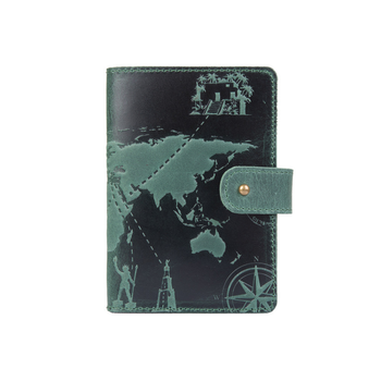 Шкіряний портмоне для паспорта / ID документів HiArt PB-03S/1-S19-5920-T002 Shabby Alga "7 wonders of the world"
