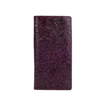 Темно фиолетовый Кожаный Бумажник Hi Art WP-02-C19-1718-T005 Crystal Sangria "Mehendi Art"