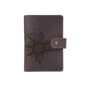 Шкіряний портмоне для паспорта / ID документів HiArt PB-03S/1-S19-1106-T006 Shabby Gavana Brown "Mehendi Classic"