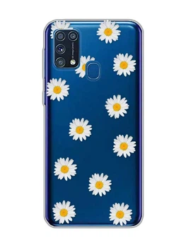 Прозорий чохол на Samsung Galaxy M31 :: Фон ромашки (принт 41)