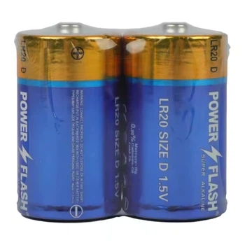 Батарейки щелочные Power Flash D/LR20 2шт/уп shrink
