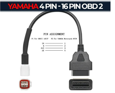 Переходник для мотоцикла YAMAHA 4-контактный на OBD2 16 контактов YZF /MT07 /Tracer /XSR /FZ09 /FZ10 /FJR1300 Черный