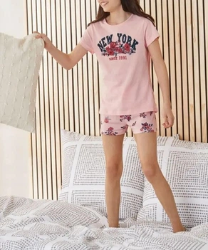 Летняя пижама для девочки футболка и шорты Pepperts 122-128 см (6-8Y) розовый