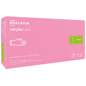 Рукавички Nitrylex Pink розмір S нітрилові рожеві 100 шт (50 пар) Mercator Medical