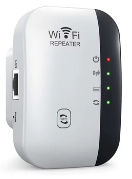 Беспроводной репитер усилитель сигнала Wi-Fi WPS 300 Мбит/с 2.4G White (4 индикатора)