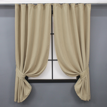 Комплект коротких штор VR-Textil Мікровелюр Petek № 1491ш Бежевий 130х170 см 2 шт (35-0216)