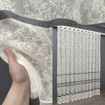 Тюль VR-Textil 1555т Cale Жакард мармур Молочний з сірим 250х270 см (42-1166)
