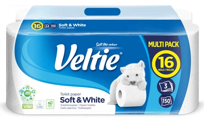 Туалетний папір Veltie Soft White 16 рулонів 3-ох шаровий без аромату