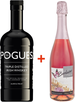 Виски The Pogues Irish Whiskey New Design 0.7 л 40% + Винный напиток игристый ароматизированный Berlaine розовое сладкое 0.75 л 7.5% (5011166055709_1_8437007365894)