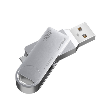 Флеш память XO DK03 USB3.0 + Type-c rotating Flash Disk 128 GB срібна