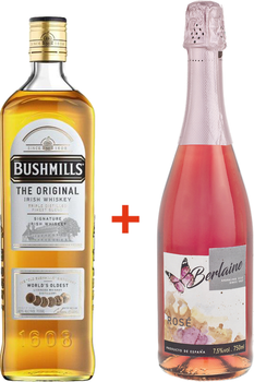 Виски Bushmills Original 6 лет выдержки 0.7 л 40% + Винный напиток игристый ароматизированный Berlaine розовое сладкое 0.75 л 7.5% (5055966800022_5055966801128_8437007365894)