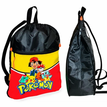 Детская сумка для обуви спортивной формы Покемон Пикачу "Pokemon" спортивный рюкзак-мешок 43х32см с расширительным клапаном для мальчика (0121)