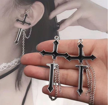 Готичні сережки в стилі панк, метал, нью рок, готика Хрест Gothic Cross