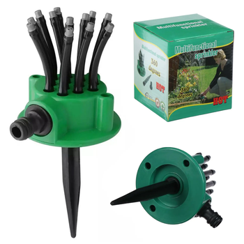 Універсальна система поливу Multifunctional Water Sprinklers з 12 гнучкими насадками, спринклерний зрошувач для саду, газону та городу, круговий розпилювач води з підключенням до шланга, полив до 35 м²