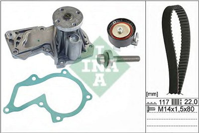 Комплект ременя ГРМ з помпою Ina Ford Mondeo/C-Max/Focus 1.5/1.6 EcoBoost 10- (530 0605 30)