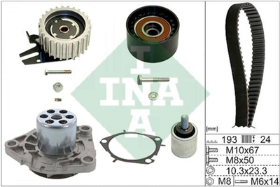Комплект ременя ГРМ з помпою Ina Opel Astra J/Insignia A/Zafira C 2.0 CDTI 08- (193x24) (530 0619 30)