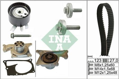 Комплект ременя ГРМ з помпою Ina Renault Kangoo 1.5dCi 09-, K9K 836/837, (123x27) (530 0197 32)