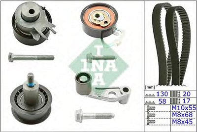 Комплект ременя ГРМ Ina Skoda Octavia/VW Golf IV 96-10 (530 0067 10)