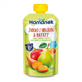Дитяче пюре Hamanek Яблуко з грушею і бататом 100 г (8595139798437)