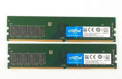 Оперативная память 2х8GB Crucial 16GB DDR4-2400 PC4-2400 для ПК б/у