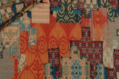 Тканина Креп костюмний Барбі абстракція цегла пог. м. (9870)