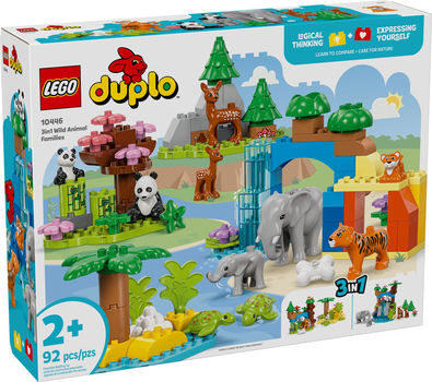 Zestaw klocków LEGO DUPLO Rodziny dzikich zwierząt 3 w 1 92 elementy (10446)