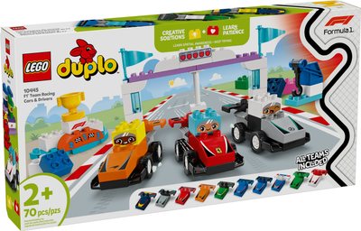 Конструктор LEGO DUPLO Болиды и гонщики F1 70 элементов (10445)