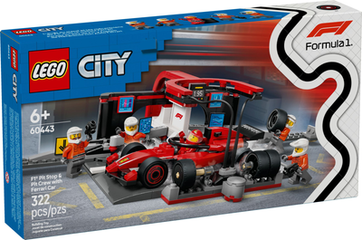 Zestaw klocków LEGO City F1 Pit stop i mechanicy z bolidem Ferrari 322  elementy (60443)