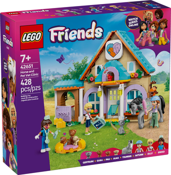 Zestaw klocków LEGO Friends Koń i lecznica dla zwierząt 428 elementów (42651)