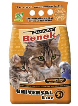 Наполнитель бентонитовый для кошачьих туалетов Super Benek Uniwersalny Naturalny 5L (Супер Бенек Универсальный Натуральный 5L)