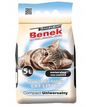 Наполнитель бентонитовый для кошачьих туалетов Super Benek Uniwersalny Compact 5L (Супер Бенек Оптимум Универсальный Компакт 5L)