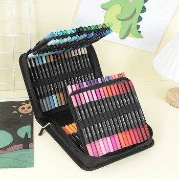 Набір акварельних маркерів та ручок, 100 шт Brush Pens WP100 фломастери на водній основі двосторонні, в сумці 2 в 1