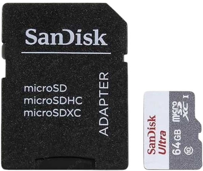Карта памяти SanDisk MicroSDXC 64GB UHS-I Class 10 Ultra + адаптер SD (SDSQUNR-064G-GN6TA)