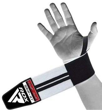 Бинты для запястий (кистевые бинты) RDX W2 Gym Wrist Wraps BLACK/WHITE PLUS (WAH-W3W+)