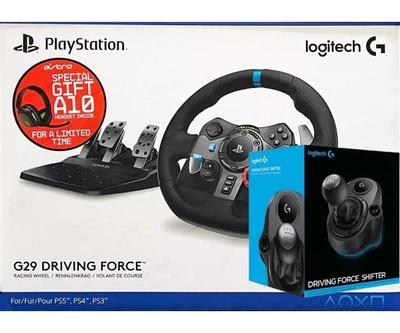 Комплект 4 в 1 Кермо та педалі Logitech G29 Driving Force Racing Wheel + Важіль перемикання передач Logitech G Driving Force Shifter + Дротова гарнітура Logitech ASTRO Gaming A10 Black (PC, Xbox, PS4, PS5)