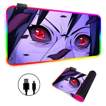 Игровая поверхность для мышки с Аниме принтом "Наруто / Naruto" LED подсветка 800*300*4 мм 2400