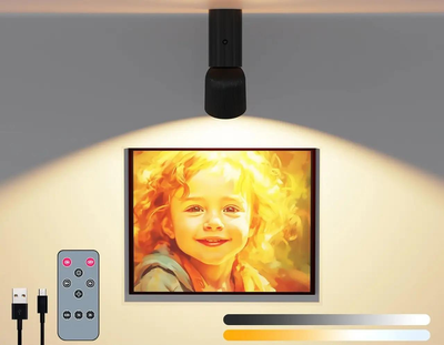 Настінне бездротове бра Coollamp,з акумулятором 6000 мАг,з регульованим фокусом, пультом на 3 режимами , чорний