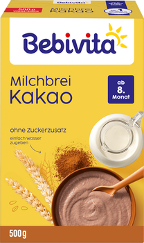 Молочна пшенична каша Bebivita з какао, для дітей з 8 місяців, 500 грам