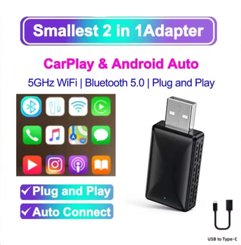 USB Адаптер для бездротового Apple CarPlay та Android Auto WiFi 5G Bluetooth 5.0