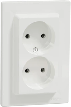 Розетка подвійна Schneider Electric Asfora 220 В без заземлення Біла (EPH9700121)