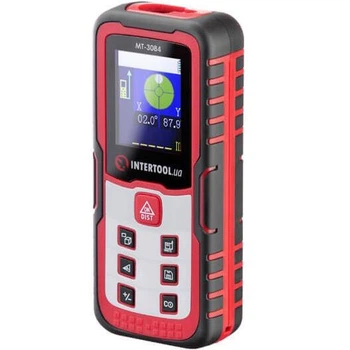 Дальномер лазерный Intertool 60 м точность +/- 2 мм память на 30 значений измерение углов цветной LCD дисплей (000069000)