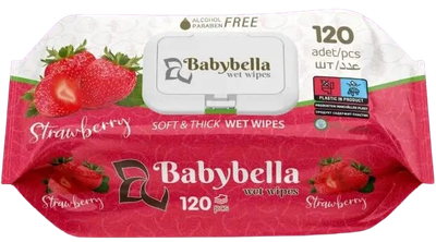 Влажные салфетки Babybella Soft&thick Клубника, 120 шт