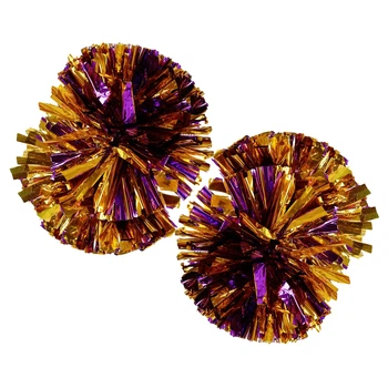 Помпоні-гантели круглі блискучі для чирлідингу та танців SP-Sport Pom-Poms C-0863 (глянцеві, пластик, 2шт, вага 1 шт - 80 г, фіолетовий-золотий)