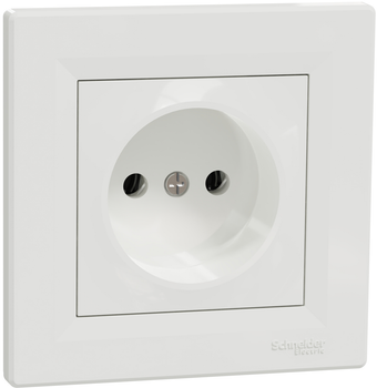 Розетка Schneider Electric Asfora без заземляющего контакта Белая с рамкой (EPH3000121)