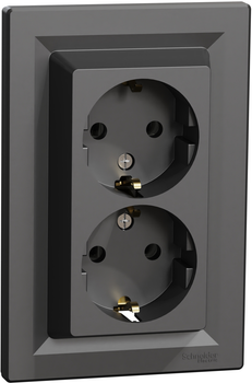 Розетка двойная Schneider Electric Asfora с заземляющим контактом Антрацит (EPH9900171)