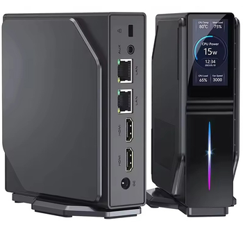 Мини-ПК с экраном Acemagic S1 / Intel N95 / RAM 16GB / SSD 1TB / 2 x LAN / Wi-Fi / Bluetooth / Windows 11 / Серый